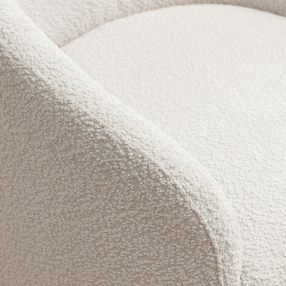 32" Wide Boucle Upholstered Swivel Barrel Chair, White