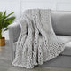 Kathy Ireland Chunky Knit Throw Blanket, Light Grey