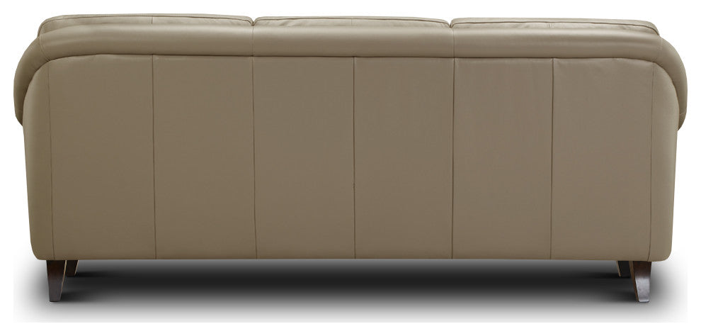Sienna Genuine Leather Midcentury Modern Sofa, Beige