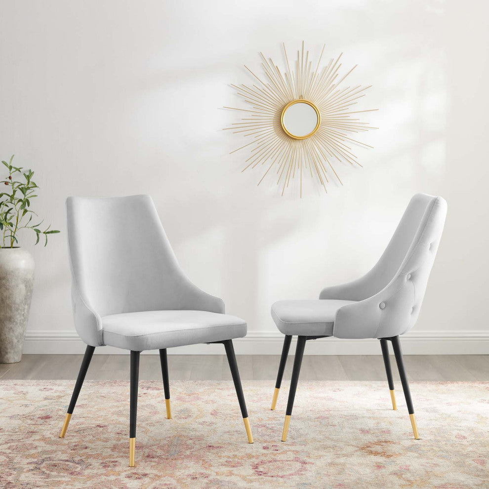 Adorn Dining Side Chair Performance Velvet Set of 2 Light Gray