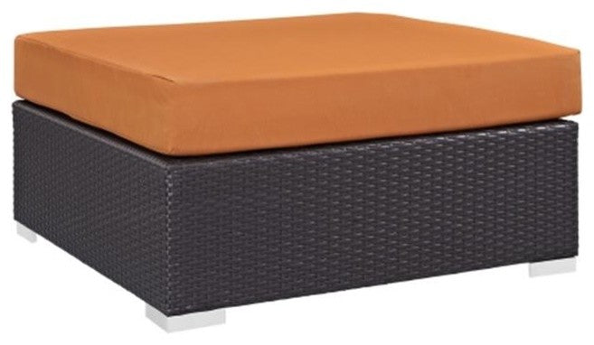 Convene Outdoor Patio Large Square Ottoman, Espresso Orange