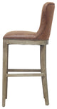 Dorsey Bar/ Counter Stool Drift Wood Legs, Nubuck Chocolate, Bar Stool, Faux Leather