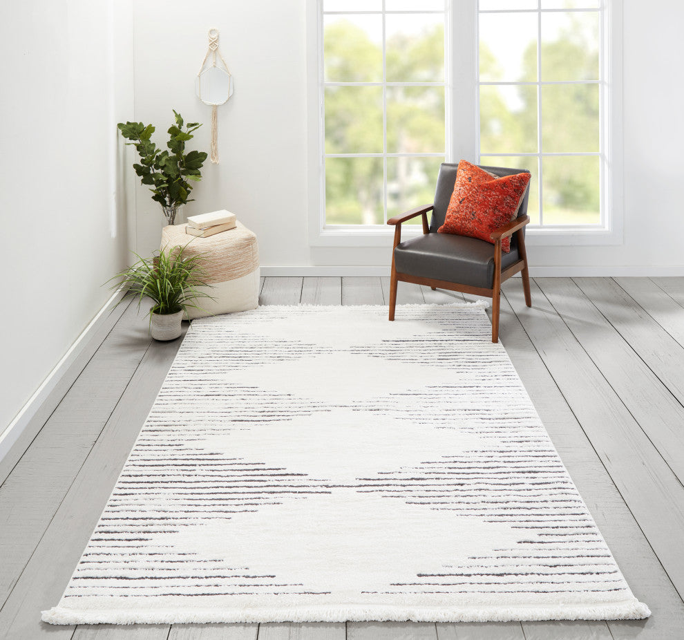 Novogratz by Momeni Ferris Oli Geometric Ivory Area Rug 2'' X 3''