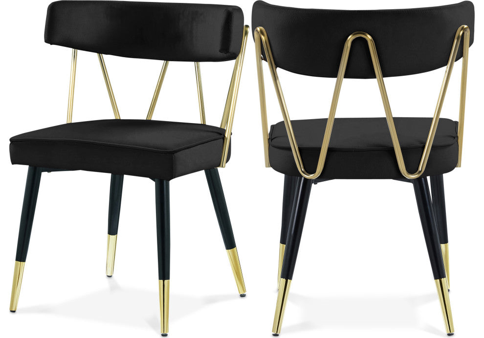 Rheingold Upholstered Dining Chair, Black, Velvet