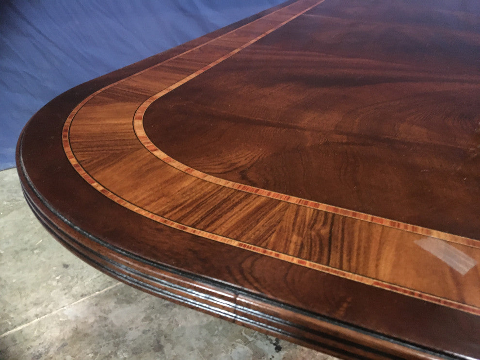 Multi-Banded Mahogany Georgian Dining Table by Leighton Hall