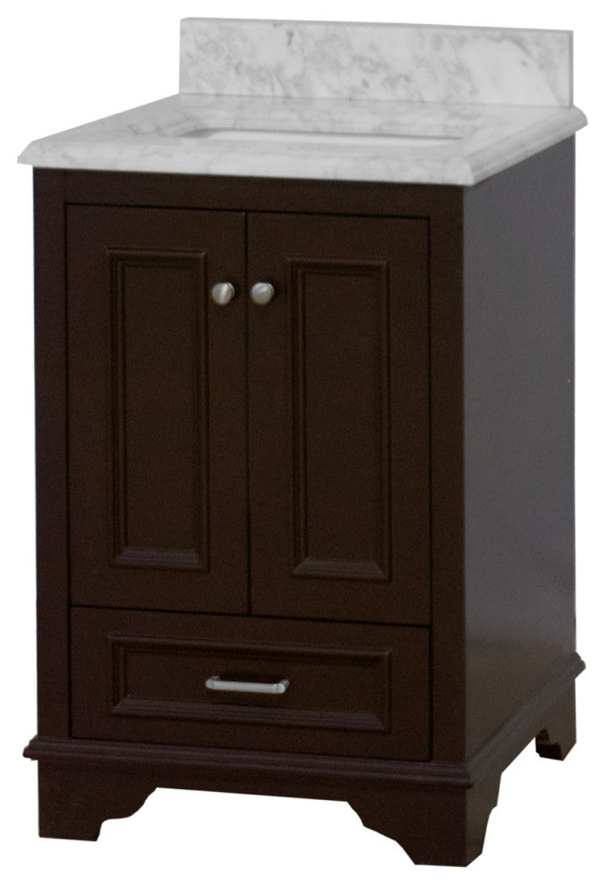 Nantucket 24" Bathroom Vanity, Chocolate, Carrara Marble