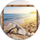Framed Beach Rocks, Seashore Art Large Disc Metal Wall Art, 23"