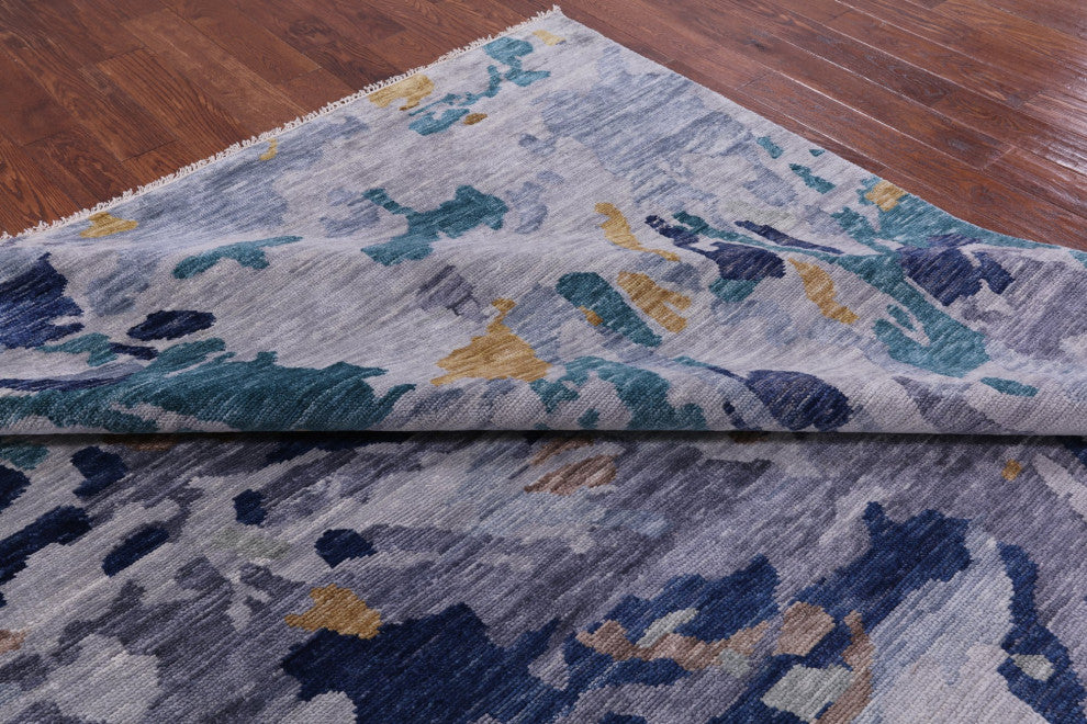 8' 11" X 11' 9" Abstract Handmade Wool Rug Q8578
