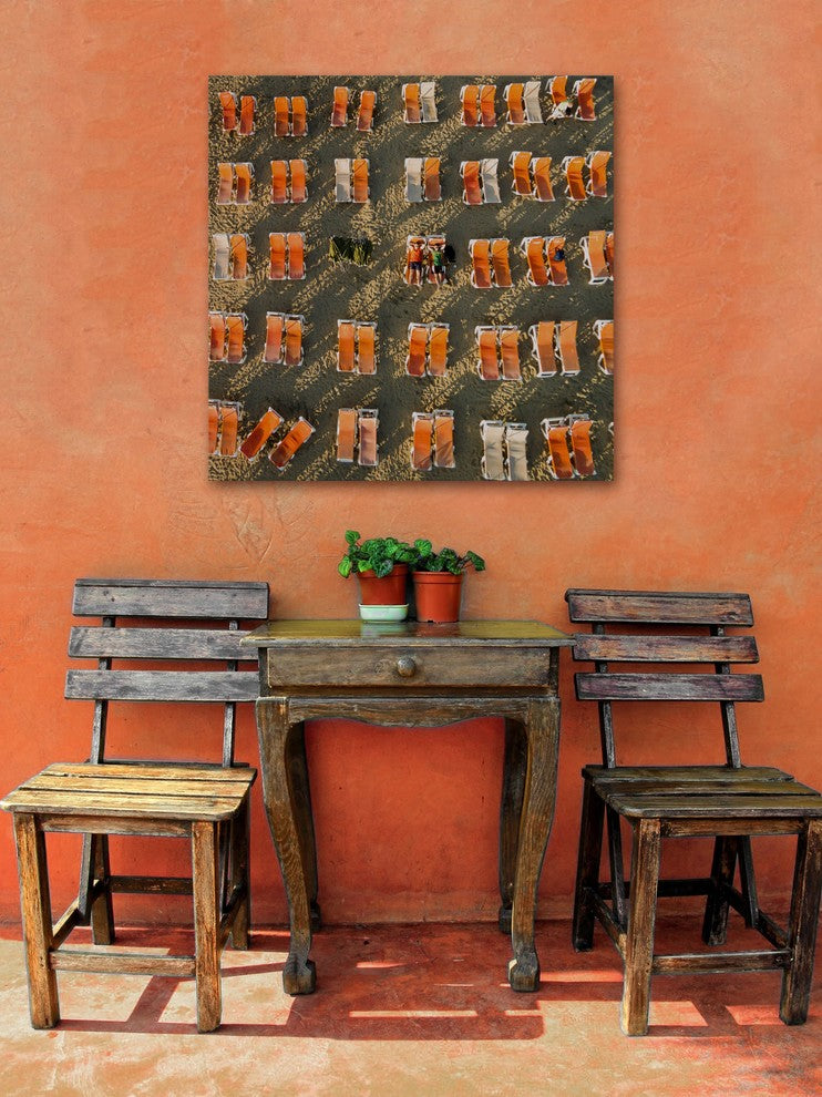 "Orange Beach Chairs" Print on Canvas by Karolis Janulis