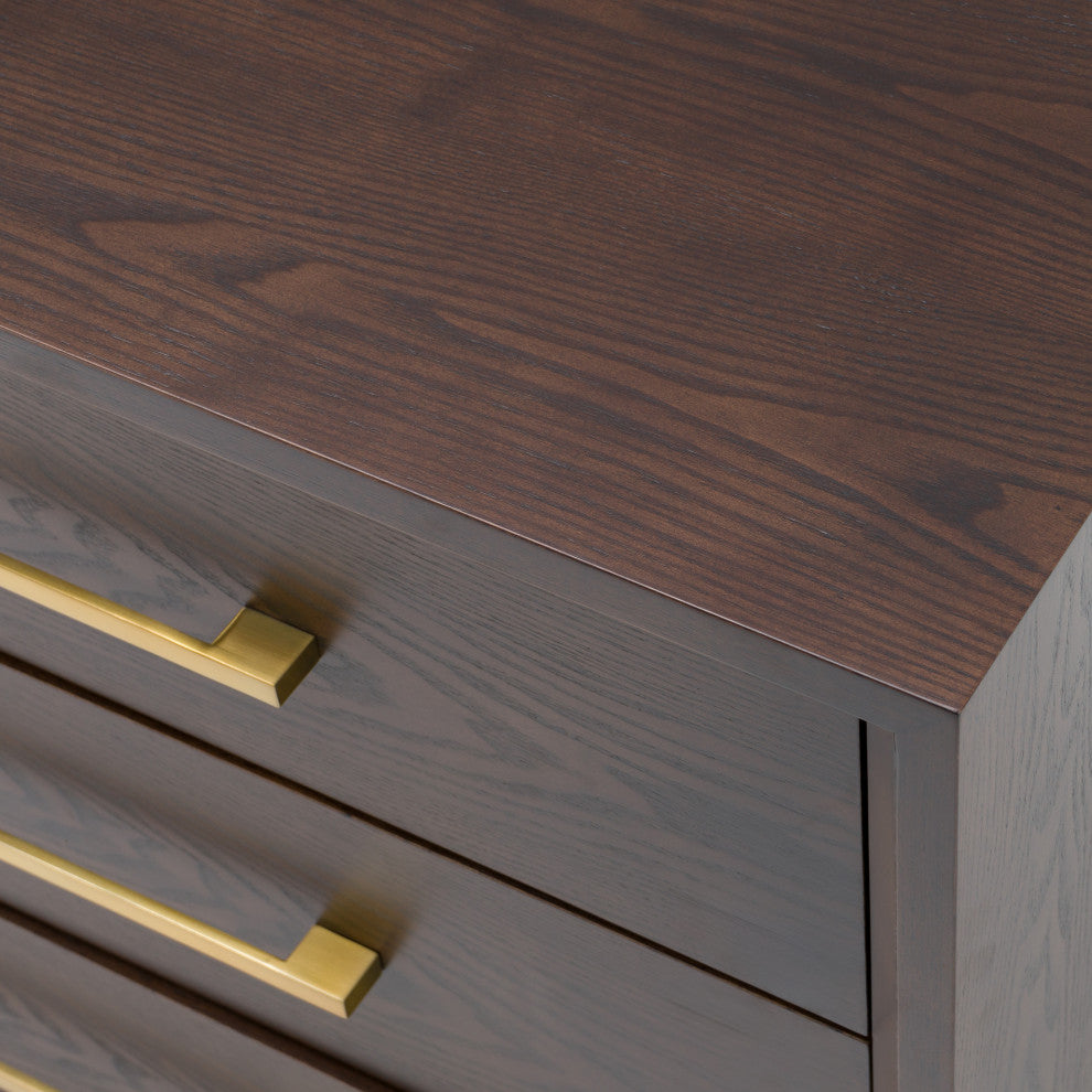 Modrest Manhattan Contemporary Cherry and Gold Nightstand