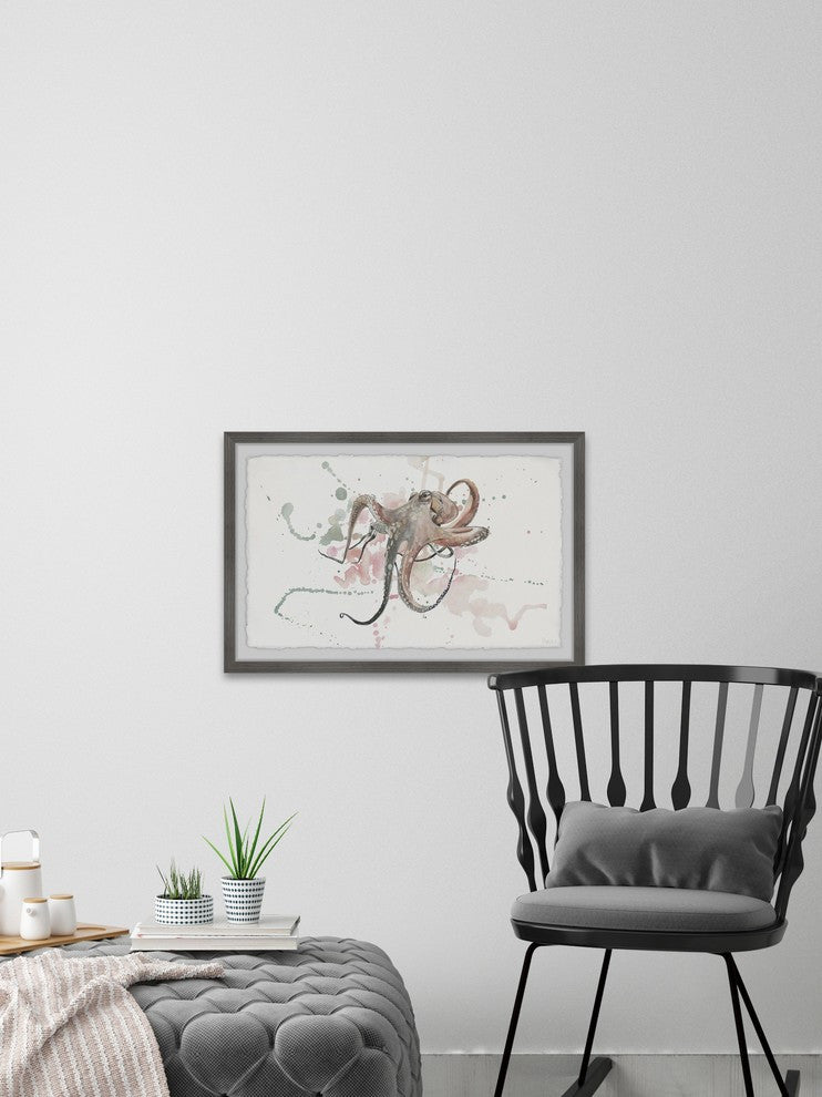 "Octopus Splash" Framed Painting Print, 12"x8"