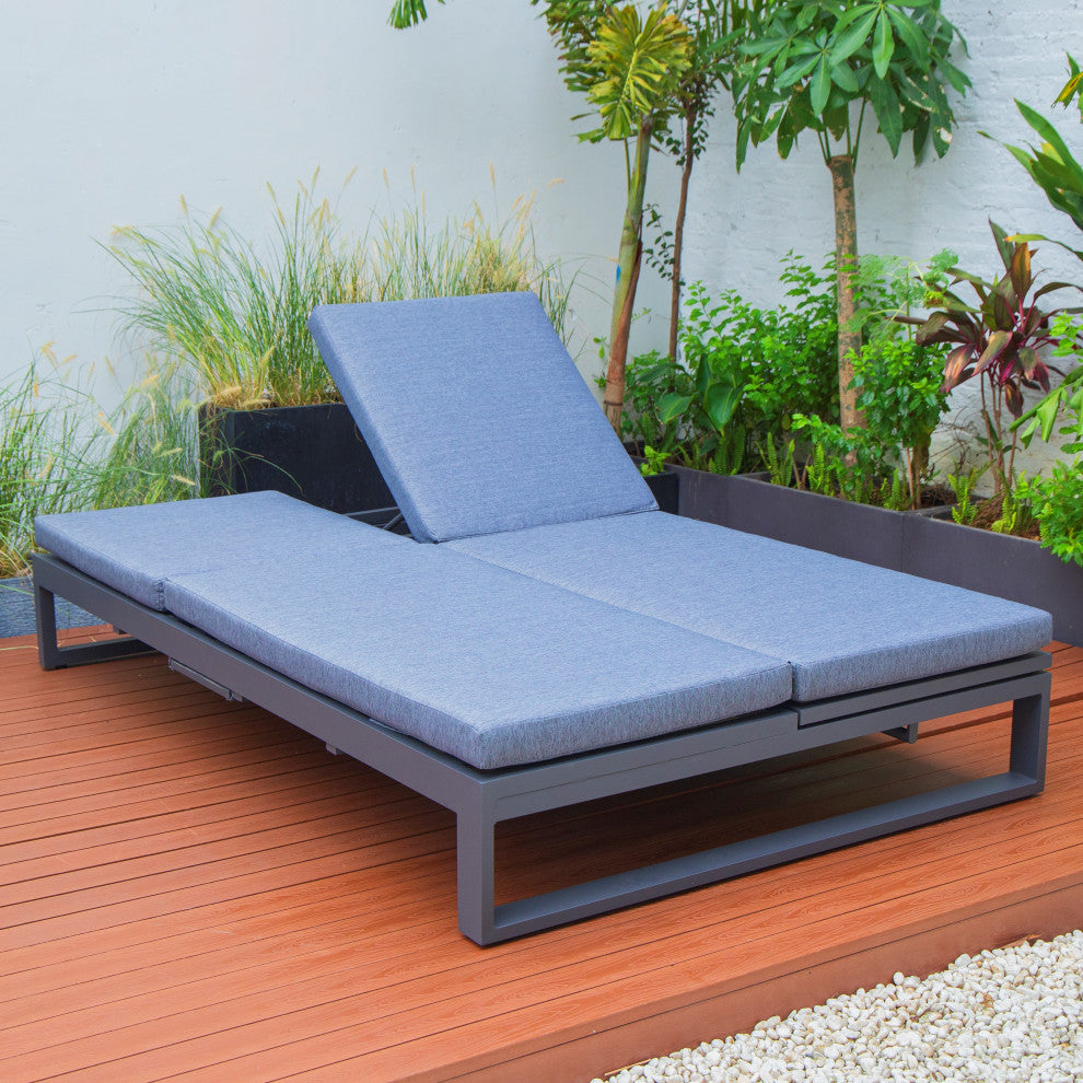 LeisureMod CLBL-82BU Chelsea Convertible Lounge Reclining Double Chaise Cushions