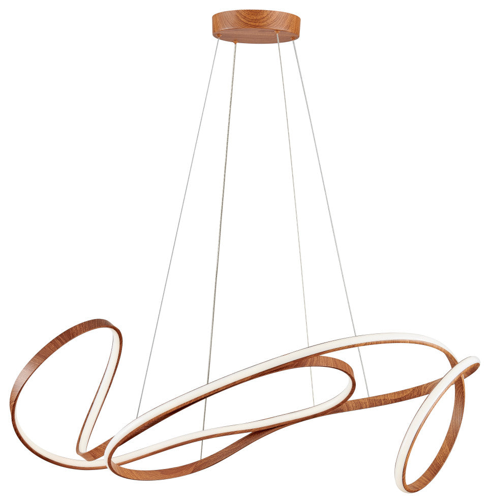 Moscow Dimmable Integrated LED Chandelier, Wood, Without Smart Dimmer