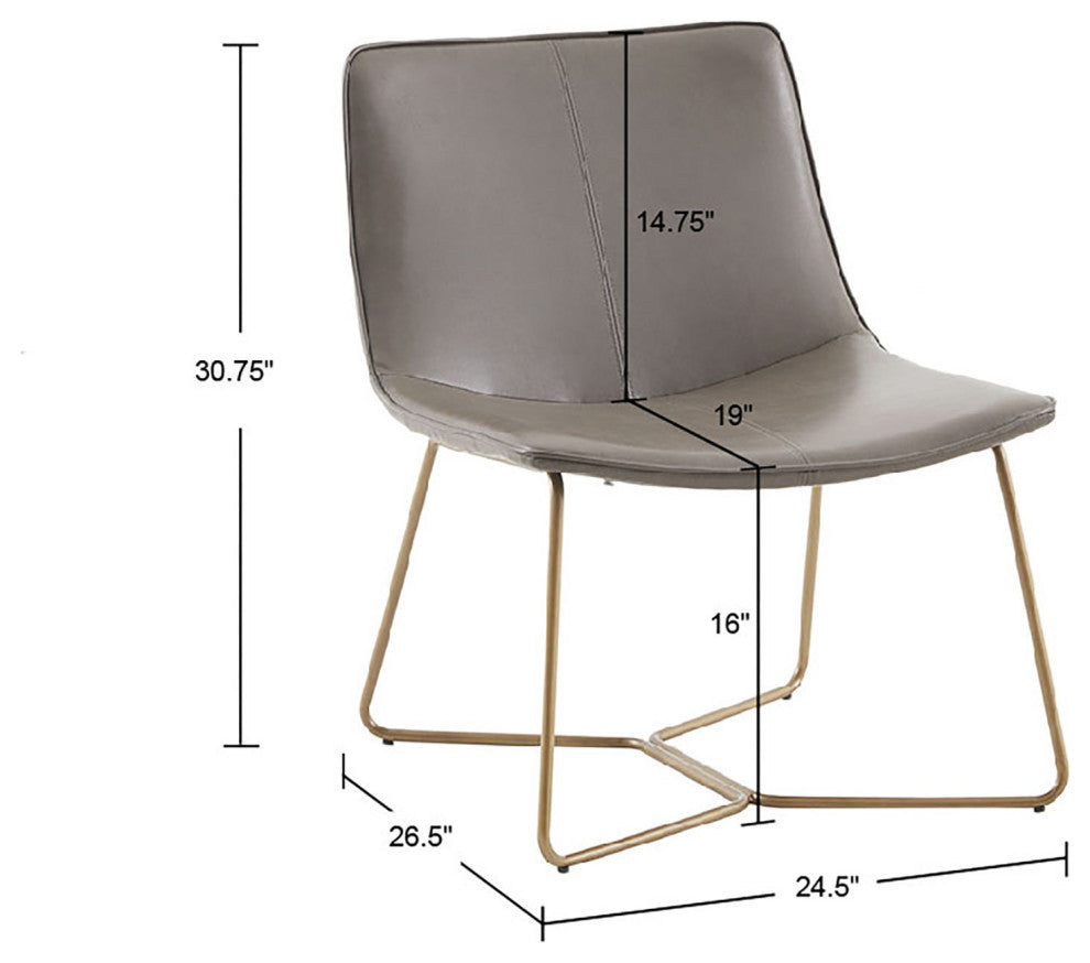 Madison Park Fallon Modern Brown Leather Chair With Gold Metal Base