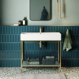 Pierre 40" Single, Freestanding, Open Shelf, Metal Frame Vanity, Gold