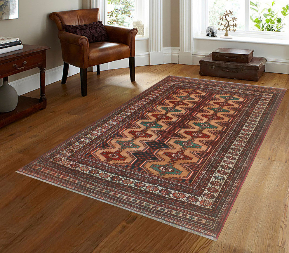 Fine Vintage Distressed Arghavan Ivory/Red Rug, 4'2x5'11