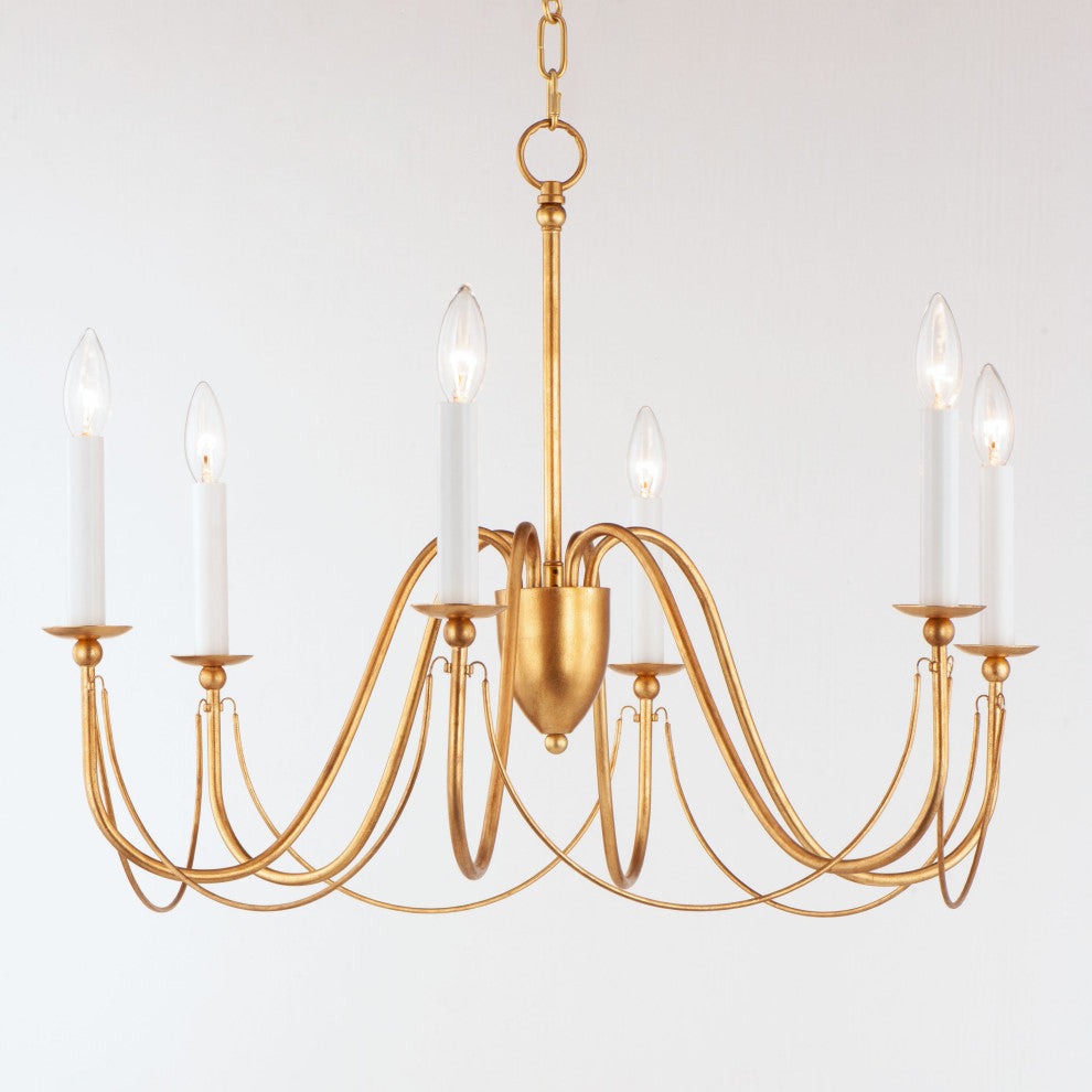 Maxim Lighting Plumette 6-Light Chandelier, Gold Leaf, 12166GL
