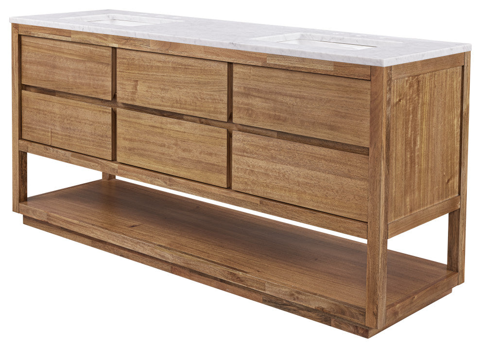 Oakman Marble Top Vanity in Mango Wood, 72