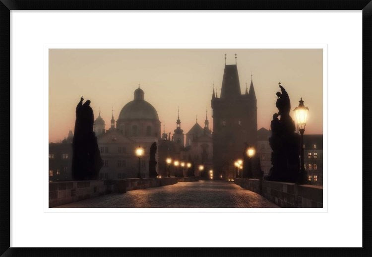 "The Charles Bridge before dawn." Framed Digital Print by Cuomo Massimo, 30"x20"