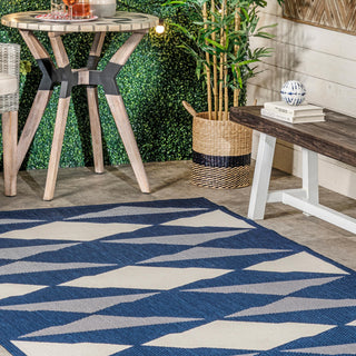 Nuloom Mickey Geometric Indoor/Outdoor Contemporary Area Rug, Navy 4'x6'