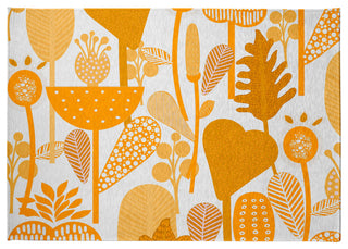 Flower Forest Spring Chenille Rug, Mango, 5'x7'