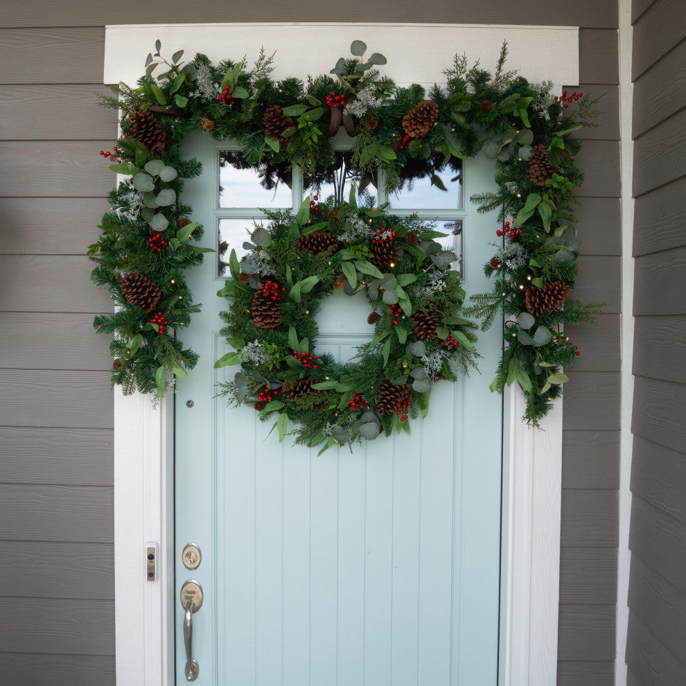9' Artificial Christmas Garland with Lights, Christmas Woods