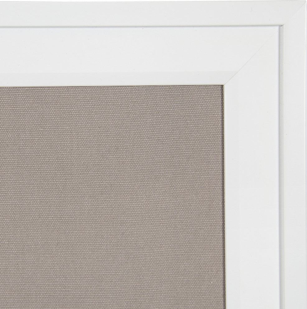Bosc Framed Gray Linen Fabric Pinboard, White 31.5x31.5