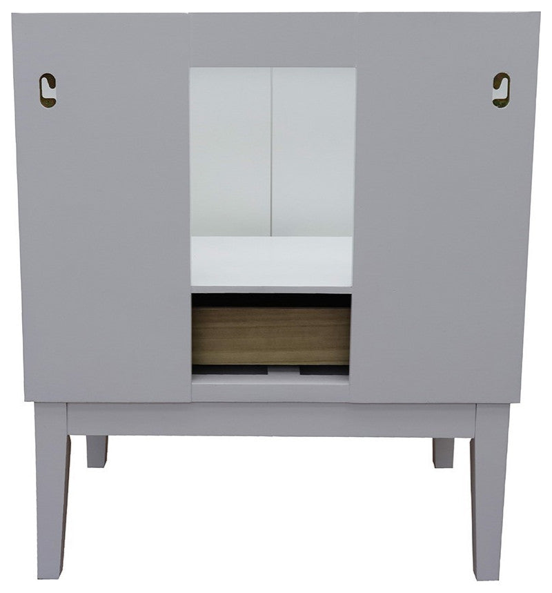 31" Single Vanity, White Finish With White Engineered Stone Top And Oval Sink