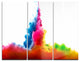 "Rainbow Colors Explosion" Watercolor Metal Wall Art, 3 Panels, 36"x28"