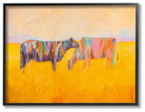 Abstract Color Grazing Cows, 16"x20", Framed Giclee