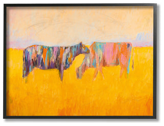 Abstract Color Grazing Cows, 16"x20", Framed Giclee