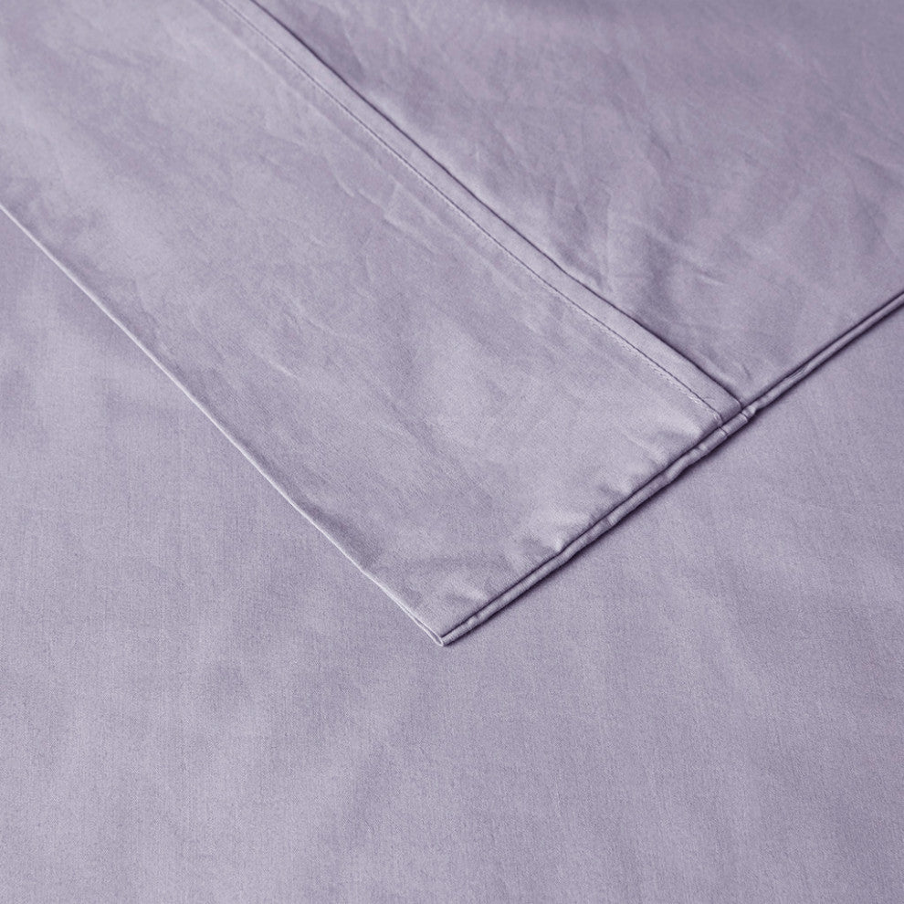 Madison Park Peached Percale Cotton Peached Percale Sheet Set, Purple