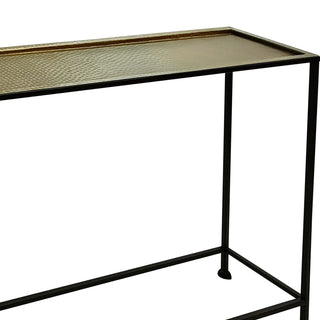 48" Console Sofa Table Bronze Tray Top Industrial Iron Frame Black Brown