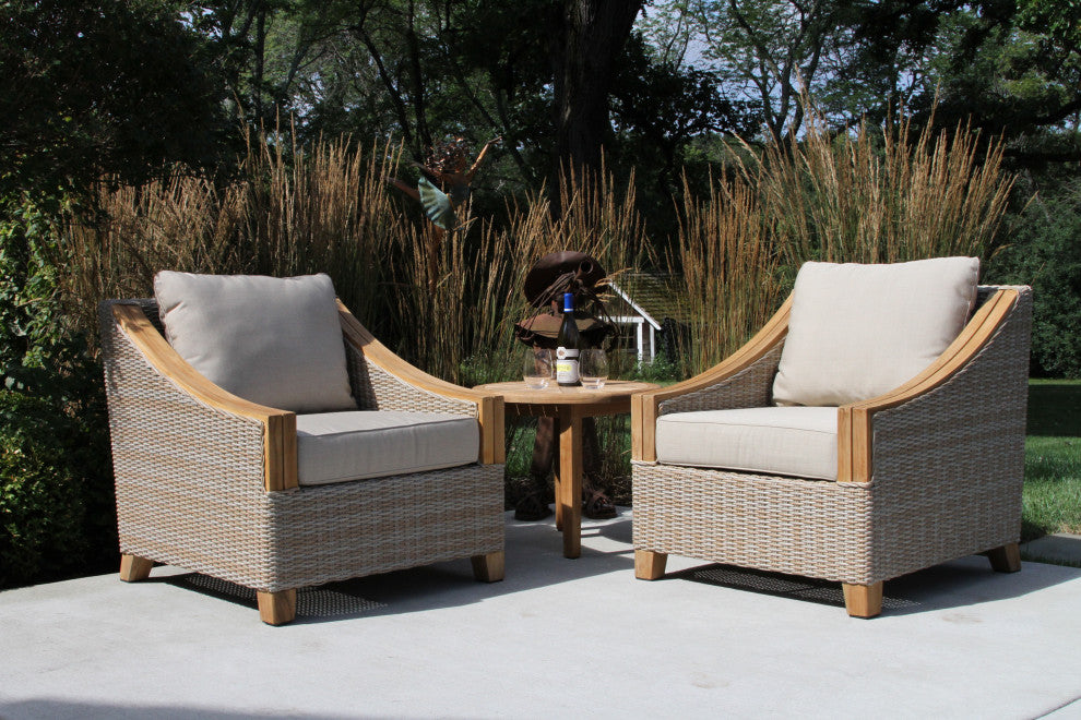 Ash Wicker And Teak Armchair With Sunbrella Fabrics