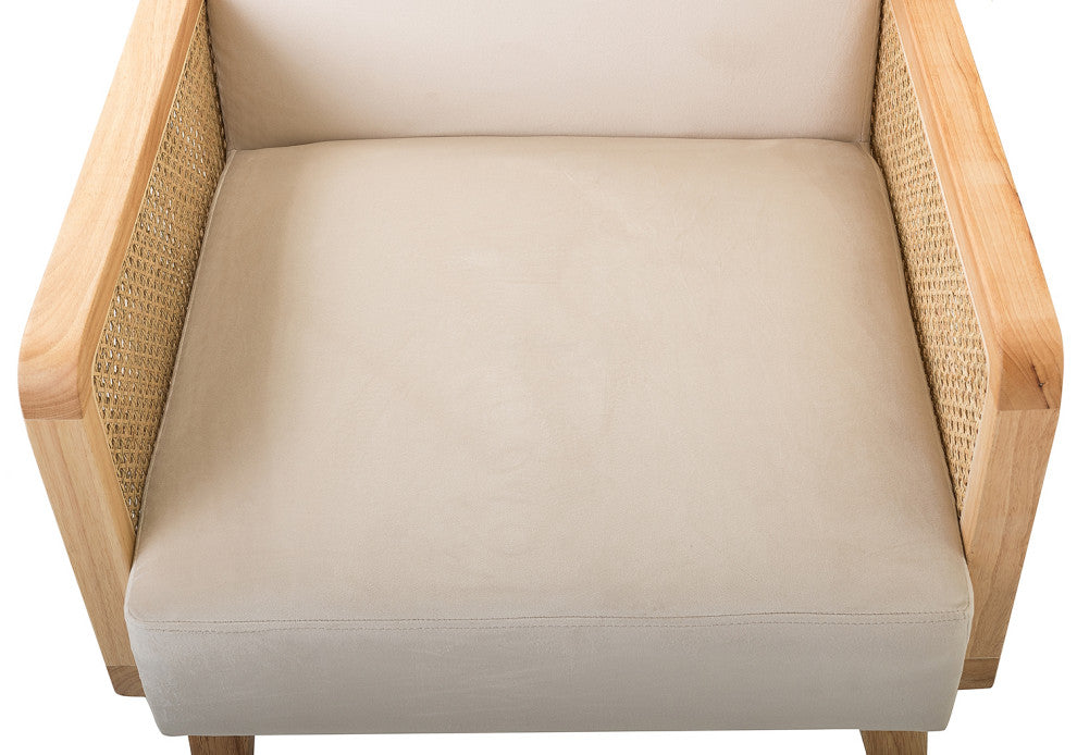 Delphine Cane Accent Chair, Rattan Armchair, Beige