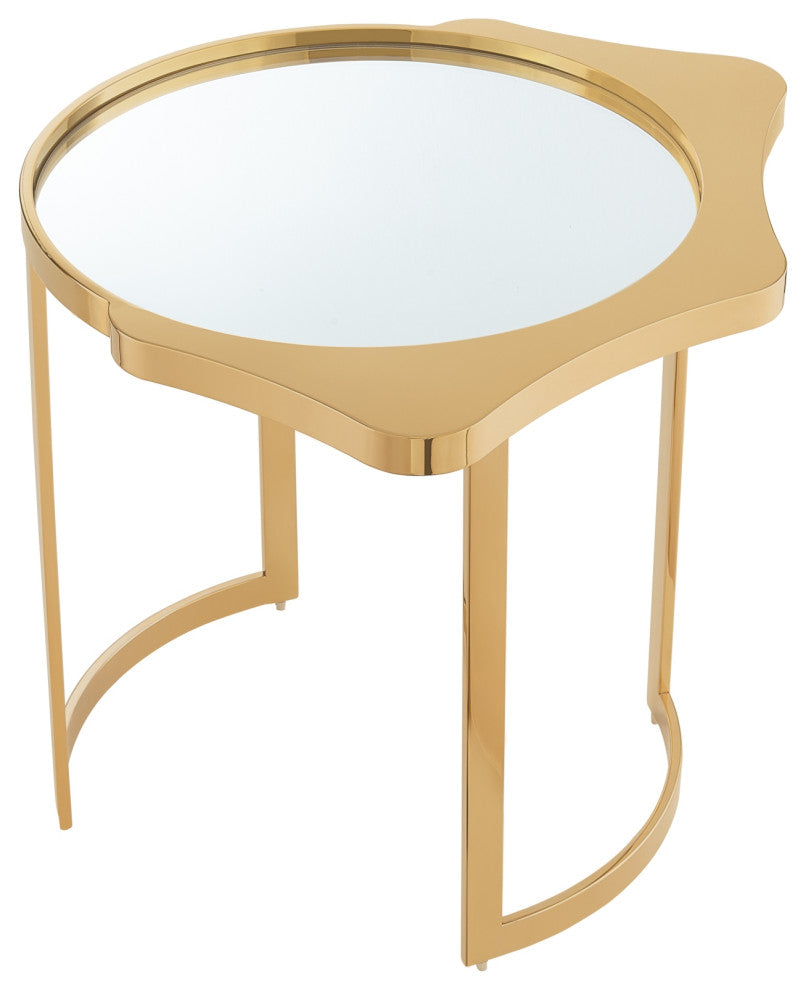 Inspired Home Xayden End Table, Mirrored Top, Gold