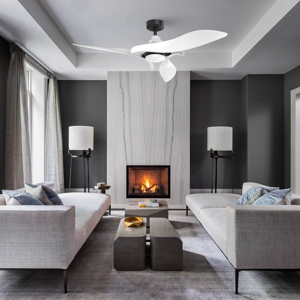 54 in. Indoor White Modern Ceiling Fan with Light
