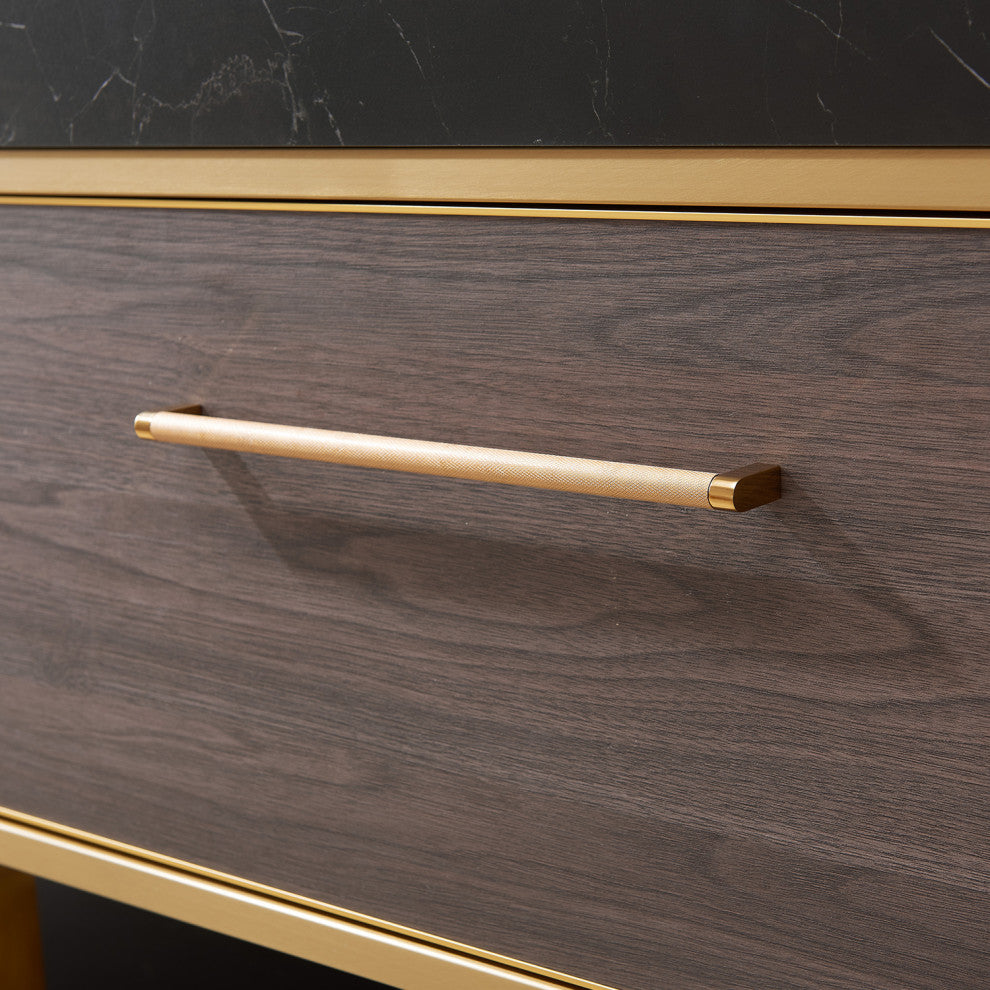 Segovia Bath Vanity with Sintered Stone Top, Suleiman Oak, 72", No Mirror