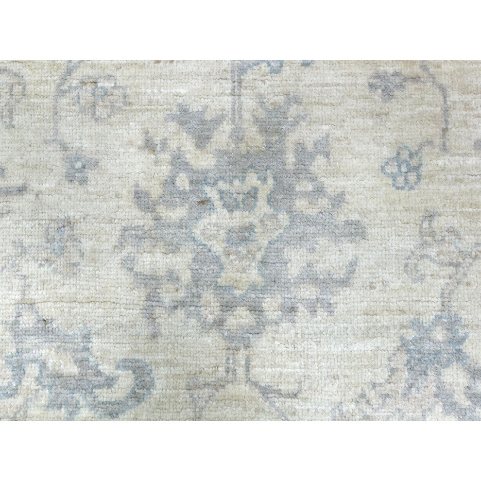 Gray Afghan Angora Oushak Hand Knotted Natural Wool Oriental Rug, 8'1" x 9'8"