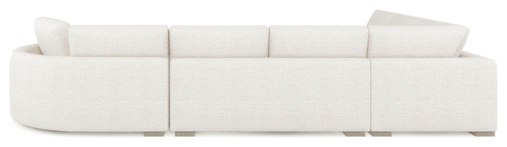 Laguna 166" Modular Feather-Cushion Sectional Sofa, Wheat Cream Beige Polyester Tweed, Right-Arm Facing