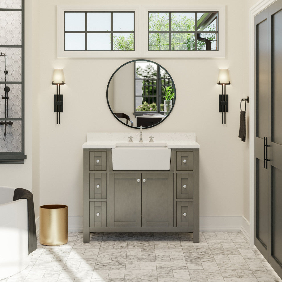 Yorkshire 42" Bathroom Vanity, Weathered Gray, Engineered Marble
