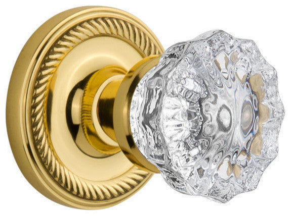 Single Rope Rosette With Crystal Knob, Oil-Rubbed Bronze, Polished Brass, Single