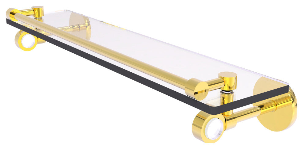 Clearview 22" Glass Shelf with Gallery Rail, Polished Brass