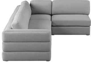 Beckham Linen Textured Fabric 4-Piece Modular L-Shaped Sectional, Grey
