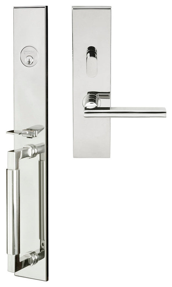 Sunrise Lever, Mortise Entry Handleset, Polished Stainless Steel, Left Hand