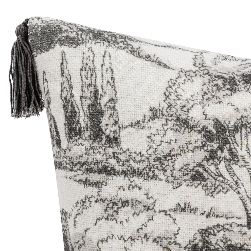 Stonework 22" Cotton Linen Blend Throw Pillow, Gray