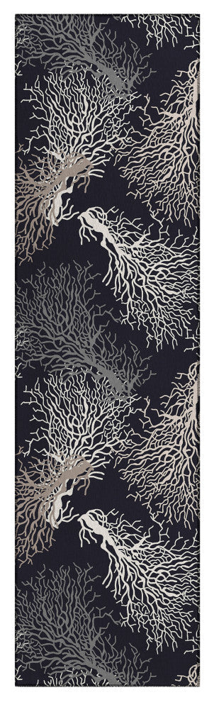 Indoor/Outdoor Seabreeze SZ3 Black Machine Washable 2'3" x 7'6" Runner Rug