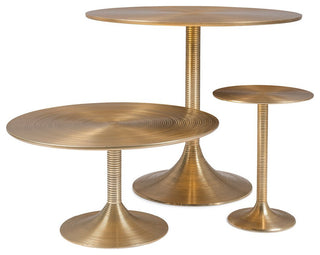 Gold Round Pedestal Coffee Table | Bold Monkey Hypnotising