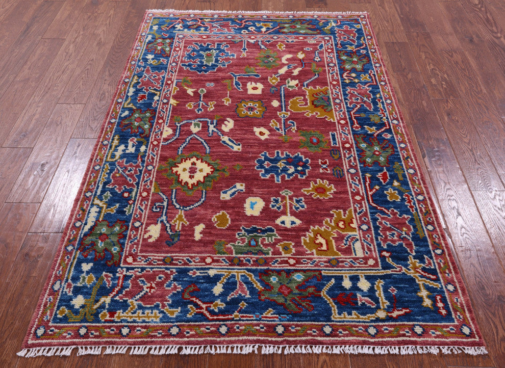 Handmade Turkish Oushak Wool Rug 4' 2" X 6' 3" - Q15888