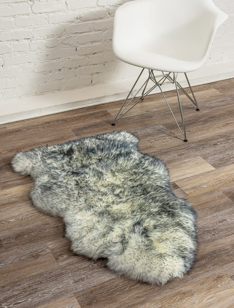 Milan Shearling Single Sheepskin Rug 2'x3', Gray Mist